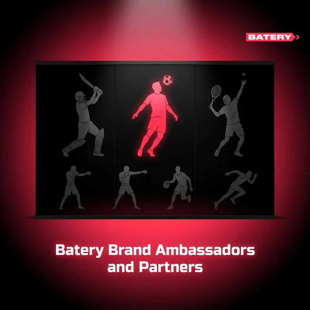 Batery brand ambassadors, eSports partners, payment integrations, and game providers for Indian players