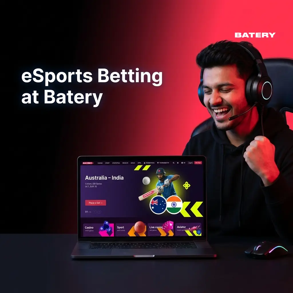 eSports betting at Batery with 24/7 competitive gaming markets, live odds, and pre-match options for Indian players