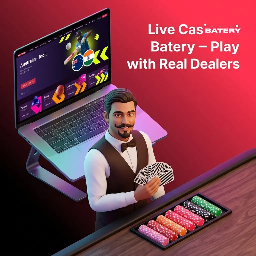 Batery Live Casino with real dealers streaming HD games including Baccarat, Blackjack, Roulette, Andar Bahar and Teen Patti