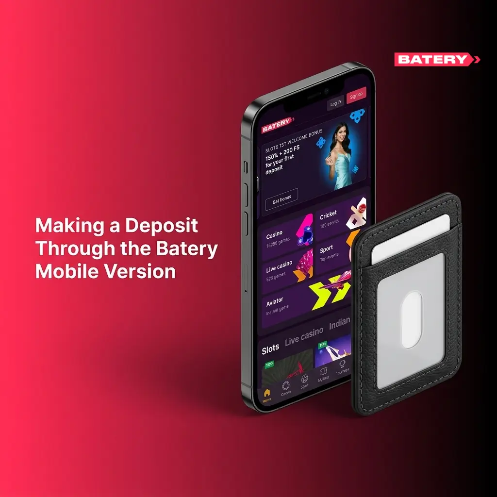 Batery mobile app deposit process showing UPI and wallet payment options for instant account funding