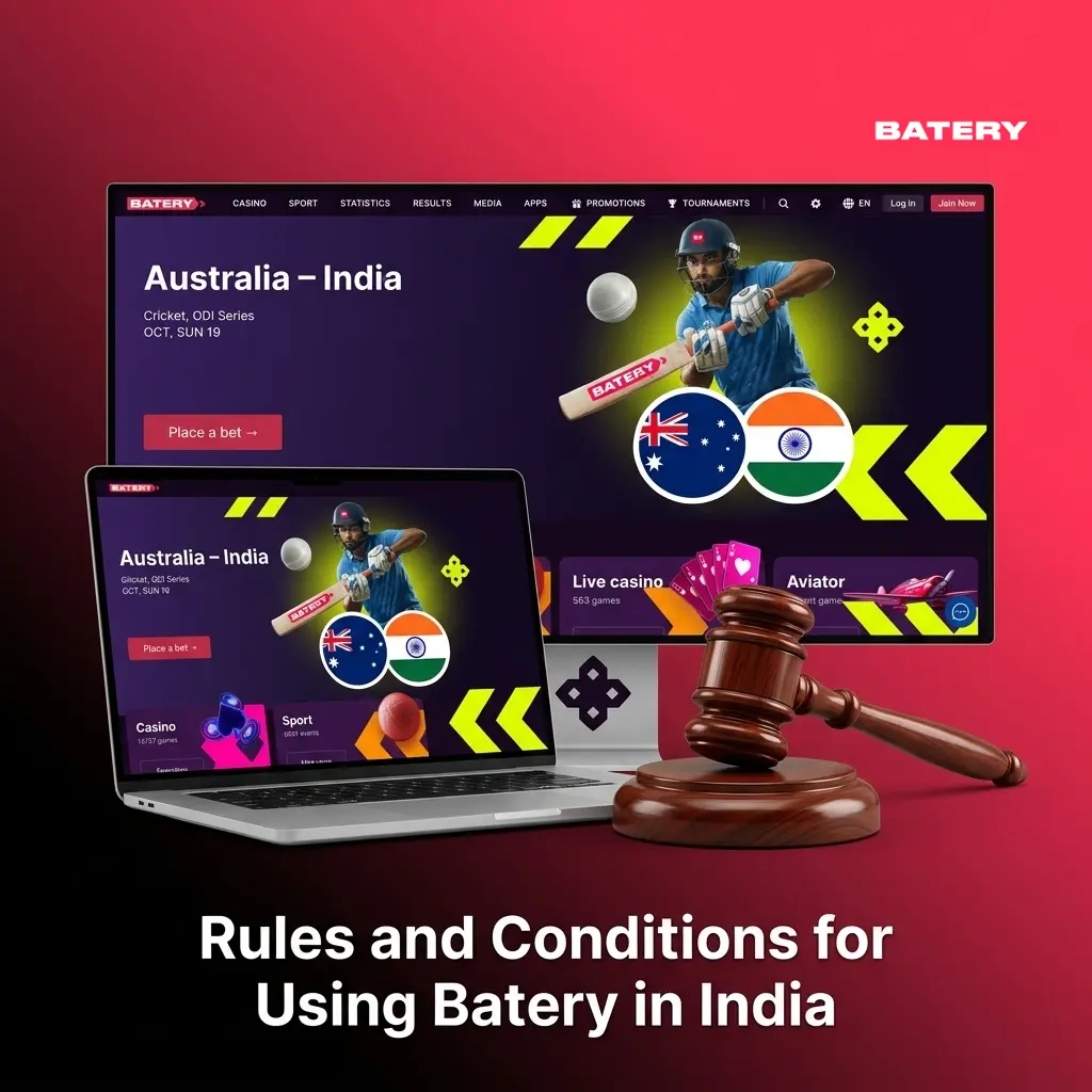 Batery India platform rules covering age limit, KYC verification, account policy, and bonus terms for players