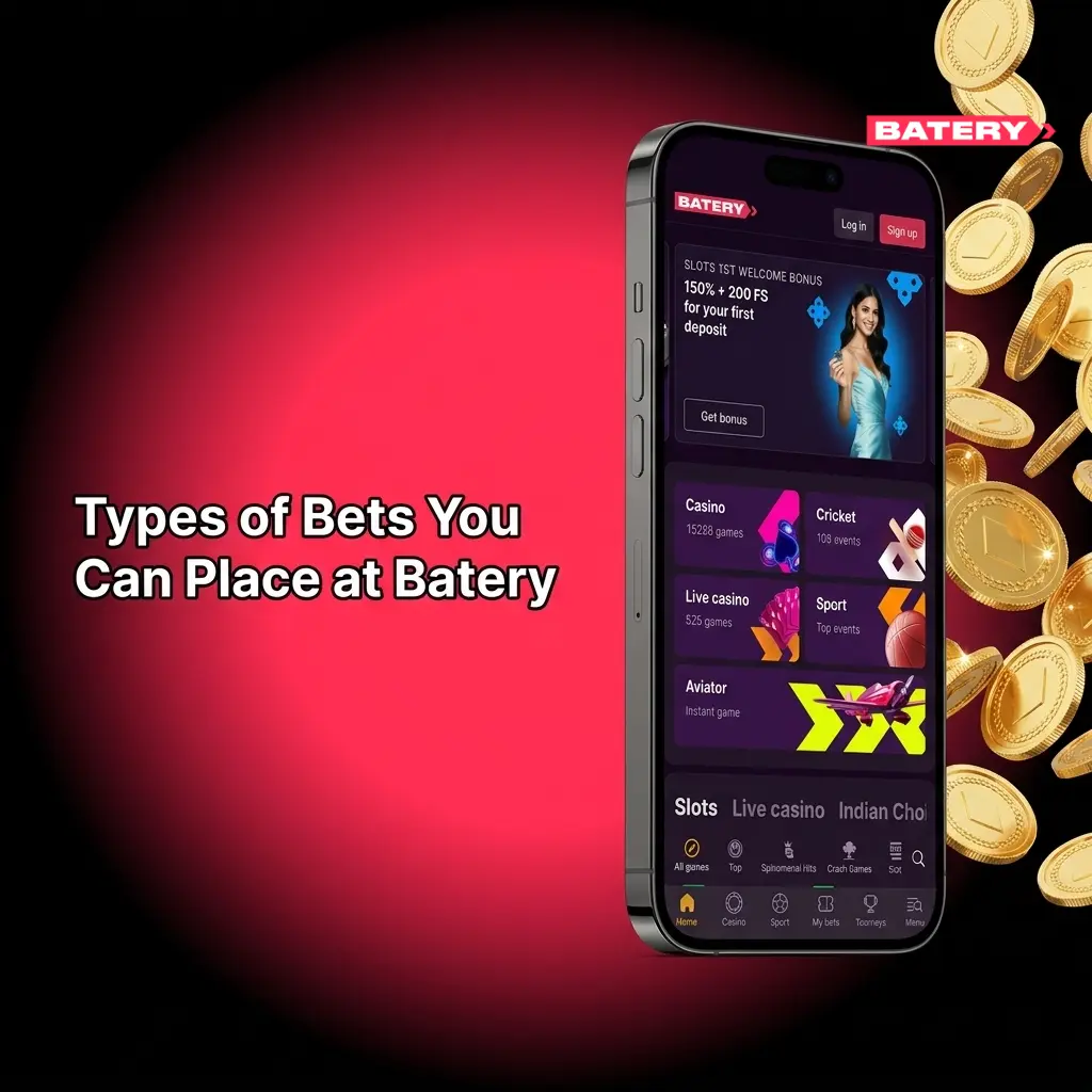 Types of bets at Batery including single, accumulator, system, live in-play, and handicap bets explained